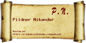 Pildner Nikander névjegykártya
